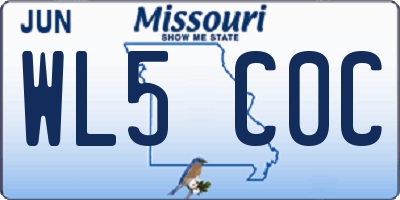 MO license plate WL5C0C