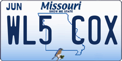 MO license plate WL5C0X
