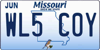 MO license plate WL5C0Y