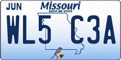 MO license plate WL5C3A
