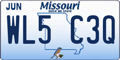 MO license plate WL5C3Q