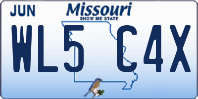 MO license plate WL5C4X