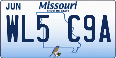 MO license plate WL5C9A