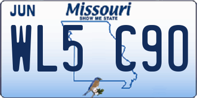 MO license plate WL5C9O