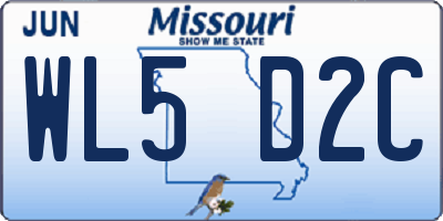 MO license plate WL5D2C