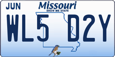 MO license plate WL5D2Y