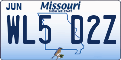MO license plate WL5D2Z