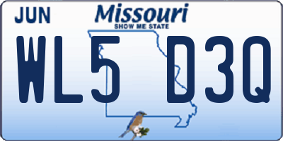 MO license plate WL5D3Q
