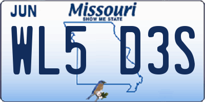 MO license plate WL5D3S