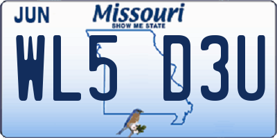 MO license plate WL5D3U