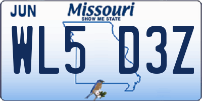 MO license plate WL5D3Z