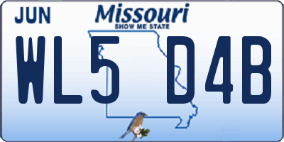 MO license plate WL5D4B