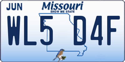 MO license plate WL5D4F