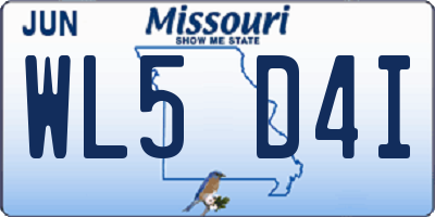 MO license plate WL5D4I
