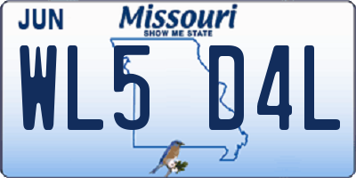MO license plate WL5D4L