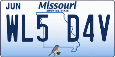 MO license plate WL5D4V
