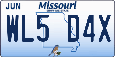MO license plate WL5D4X