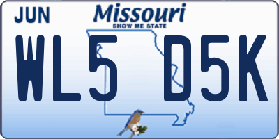 MO license plate WL5D5K