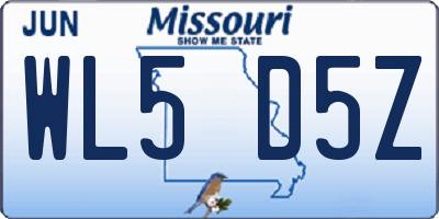 MO license plate WL5D5Z