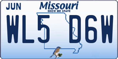 MO license plate WL5D6W