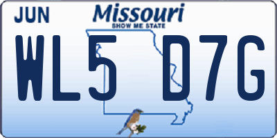 MO license plate WL5D7G