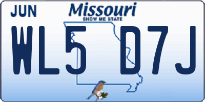 MO license plate WL5D7J
