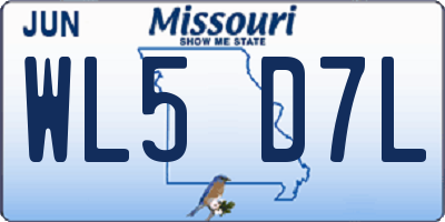 MO license plate WL5D7L