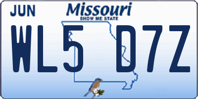 MO license plate WL5D7Z