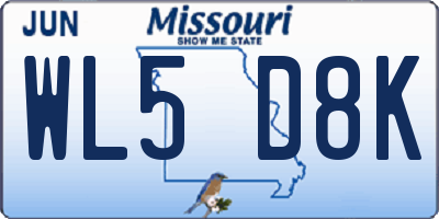 MO license plate WL5D8K