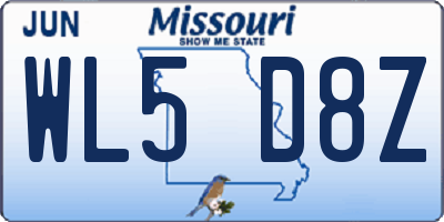 MO license plate WL5D8Z