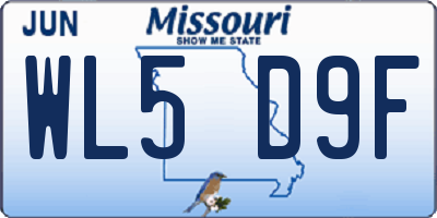 MO license plate WL5D9F