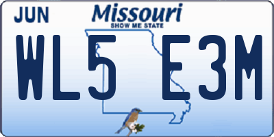 MO license plate WL5E3M