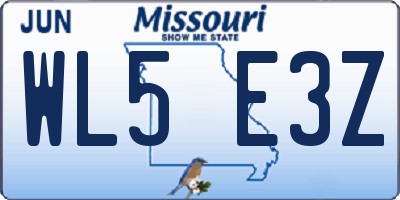 MO license plate WL5E3Z
