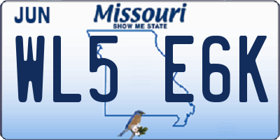 MO license plate WL5E6K