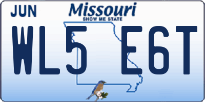 MO license plate WL5E6T
