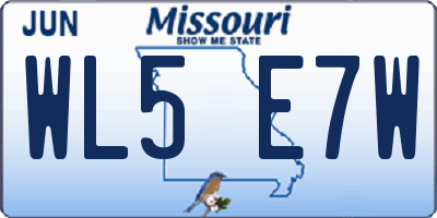 MO license plate WL5E7W