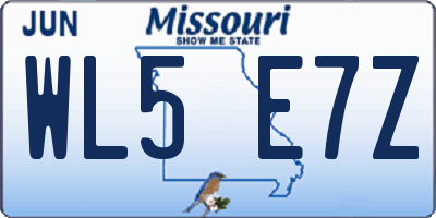 MO license plate WL5E7Z