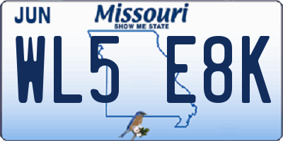 MO license plate WL5E8K
