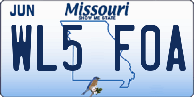 MO license plate WL5F0A