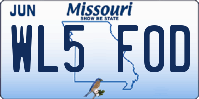 MO license plate WL5F0D