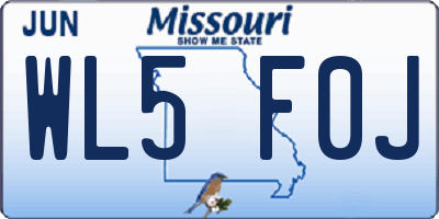 MO license plate WL5F0J