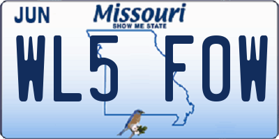MO license plate WL5F0W