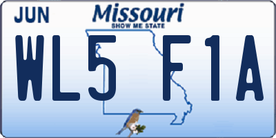 MO license plate WL5F1A