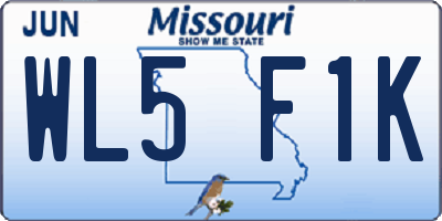 MO license plate WL5F1K