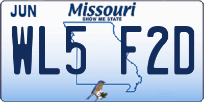 MO license plate WL5F2D