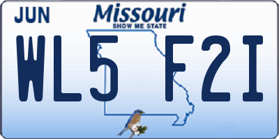 MO license plate WL5F2I