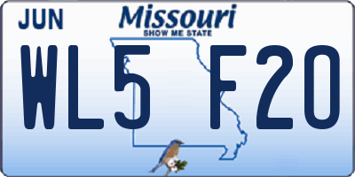 MO license plate WL5F2O
