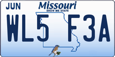 MO license plate WL5F3A