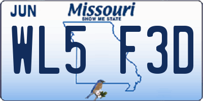 MO license plate WL5F3D