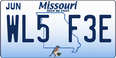 MO license plate WL5F3E